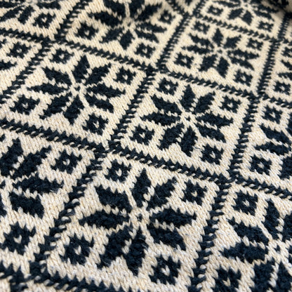 Polo ラルフローレン"HAND KNIT" ノルディック柄 コットン/リネン ニット 白紺(XL)/B3075K-SO