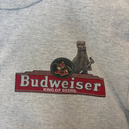 90's DELTA Budweiser バドワイザー カメレオン イタチ プリント企業Tシャツ グレー系 (L)/B3650T-SO
