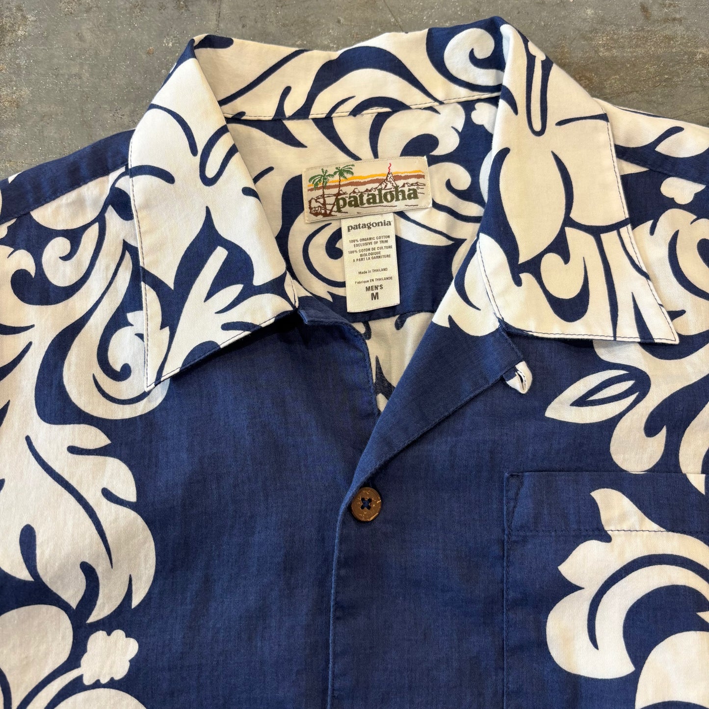 S7 Patagonia パタゴニア pataloha パタロハ ハイビスカス柄 アロハシャツ ネイビー (M)/B3654SH-SO