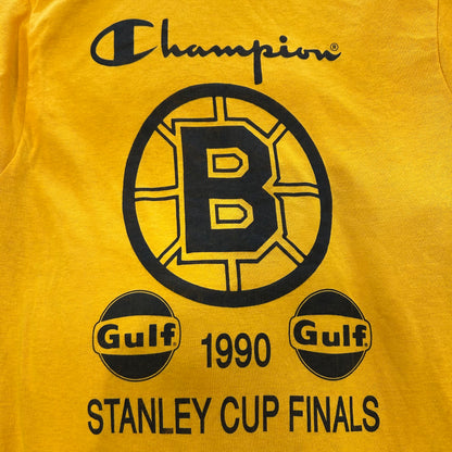 80's Champion NHL Boston Bruins Tシャツ 黄色(M)/A6892T-SO