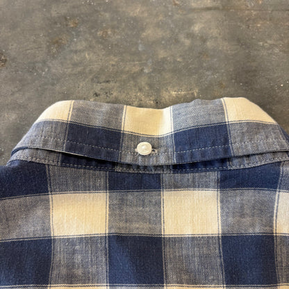 00's L.L.Bean エルエルビーン ブロックチェック 半袖 ボタンダウンシャツ 青 (L)/B3656SH-SO