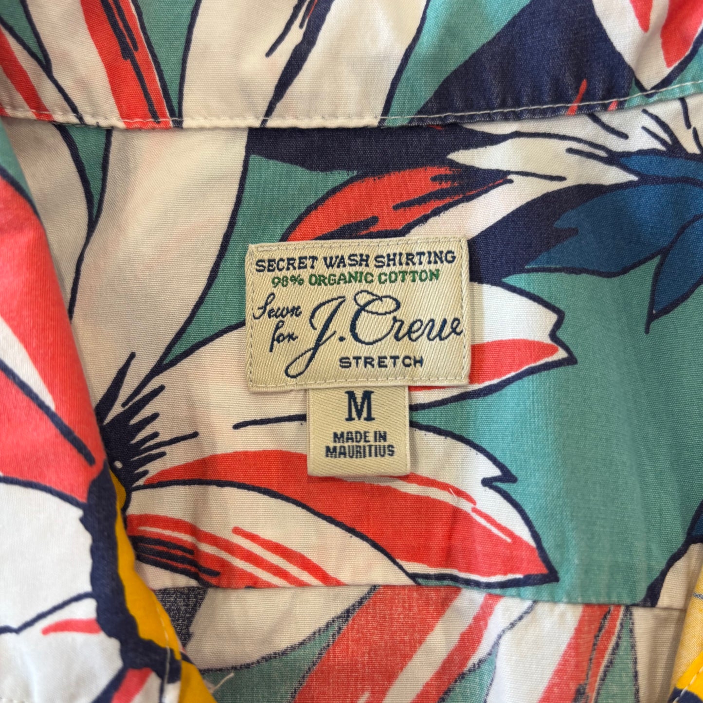 00's J.Crew トロピカル柄 オープンカラー アロハシャツ 水色 (M)B3657SH-SO