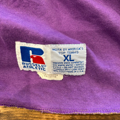 90's Russell ラッセル ダブルフェイスTシャツ 黄色紫(XL)/A6817T-SO