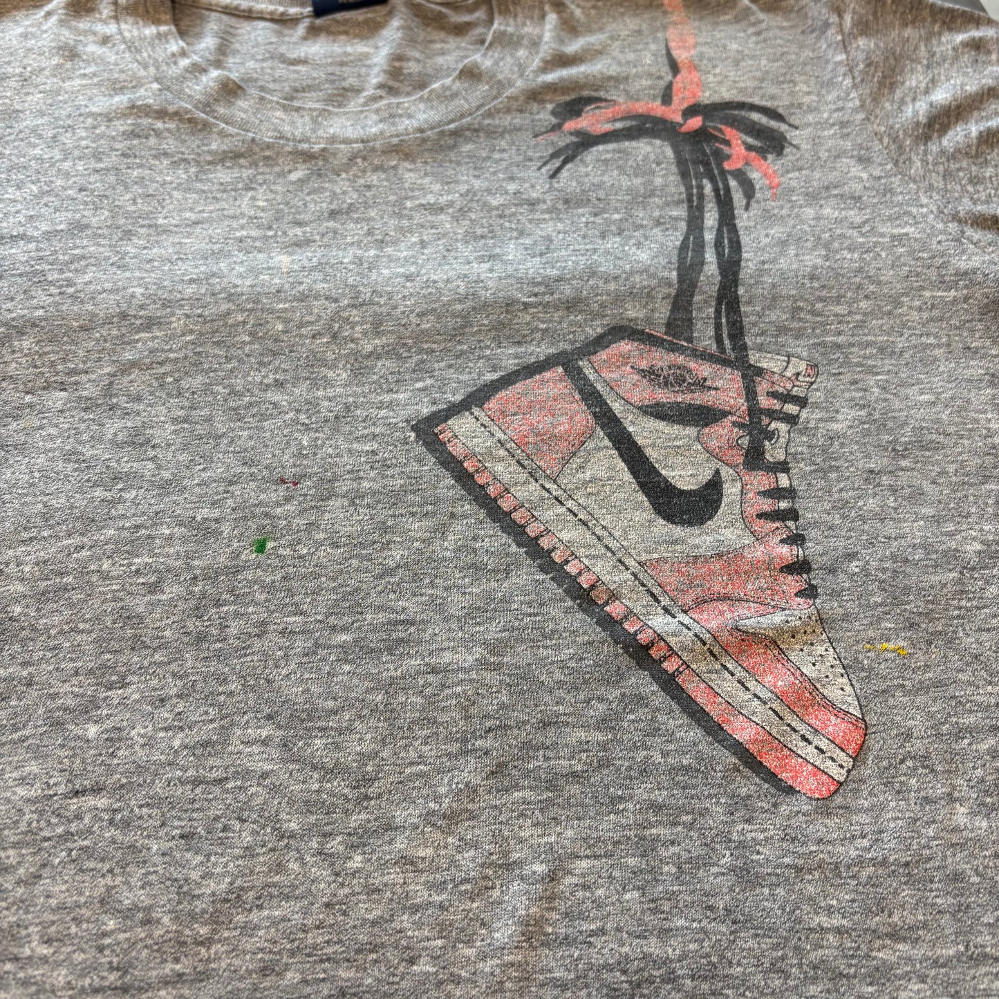 80's NIKE 肩掛けAIR JORDAN1 ジョーダン プリントTシャツ グレー (L)/A4073T-SO