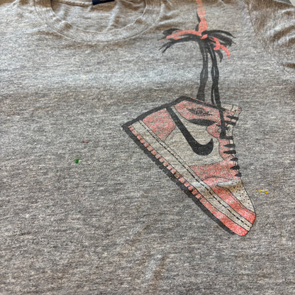 80's NIKE 肩掛けAIR JORDAN1 ジョーダン プリントTシャツ グレー (L)/A4073T-SO