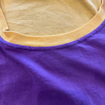 90's Russell ラッセル ダブルフェイスTシャツ 黄色紫(XL)/A6817T-SO