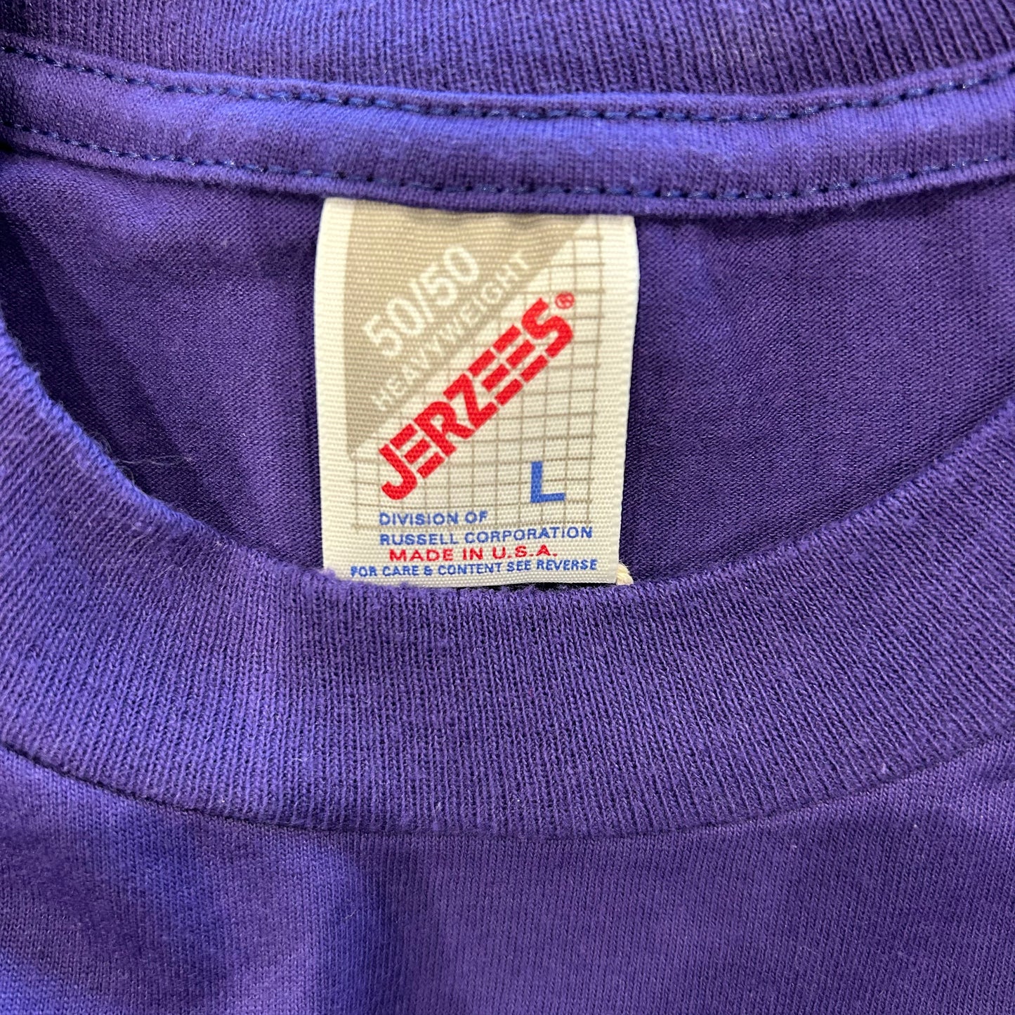 90's JERZEES イエスキリスト メッセージTシャツ 紫(L)/A6422T-SO