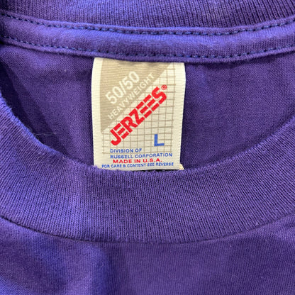 90's JERZEES イエスキリスト メッセージTシャツ 紫(L)/A6422T-SO