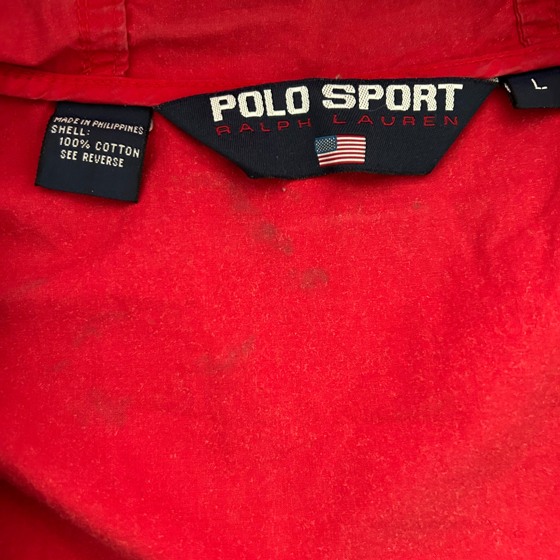 90's Polo Sport ポロスポーツ ラルフローレン コットンパーカー 赤黒 90's Polo Sport ポロスポーツ ラルフローレン コットンパーカー 赤黒