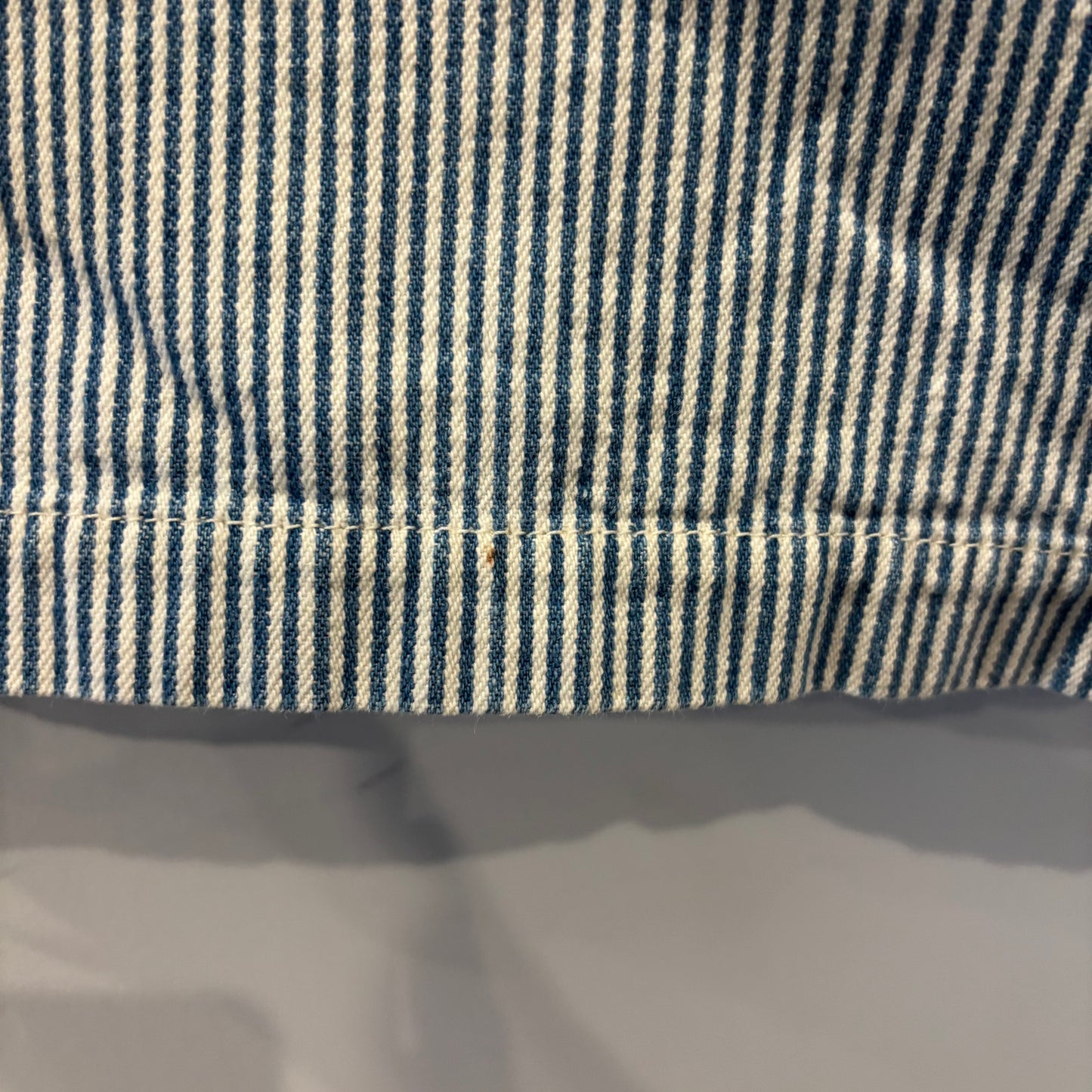 90's~ OLD NAVY ヒッコリーストライプ フルジップシャツジャケット 青白 (L)/B4133O-SO