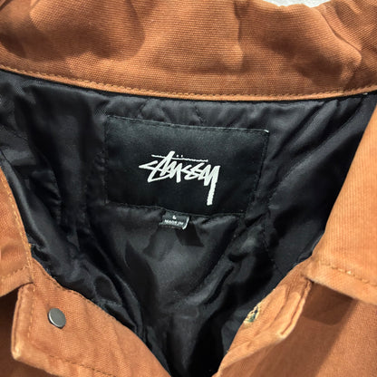 00's Stussy ロゴプリント  コットンカバーオール 茶 (L)/C0401J-SO