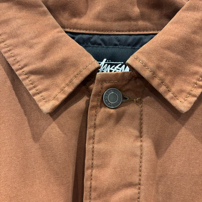 00's Stussy ロゴプリント  コットンカバーオール 茶 (L)/C0401J-SO