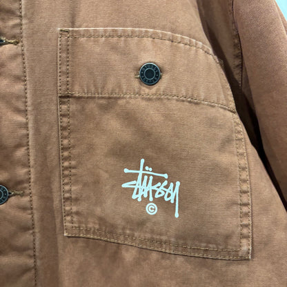 00's Stussy ロゴプリント  コットンカバーオール 茶 (L)/C0401J-SO