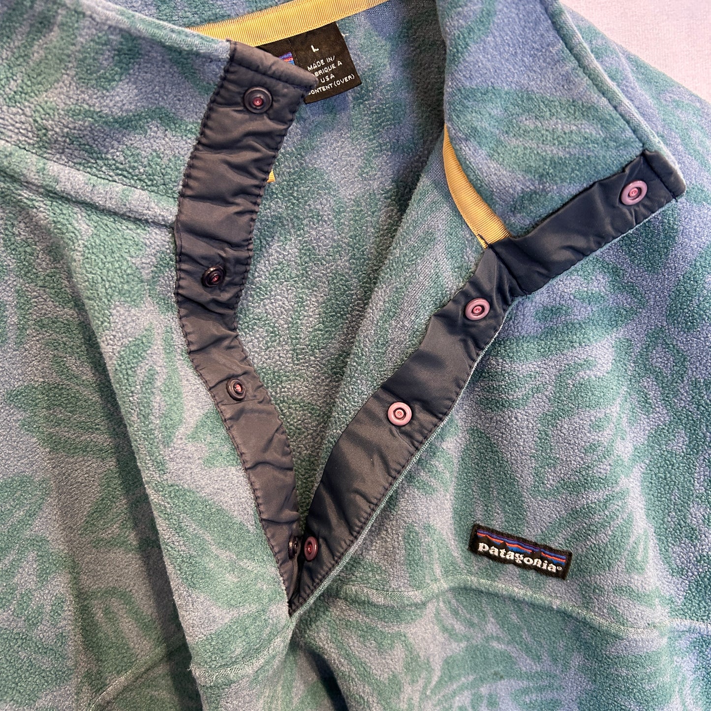 1994 Patagonia パタゴニア "Tropical Sea Green" 雪無し スナップT フリースプルオーバー(L)/C0173F-SO