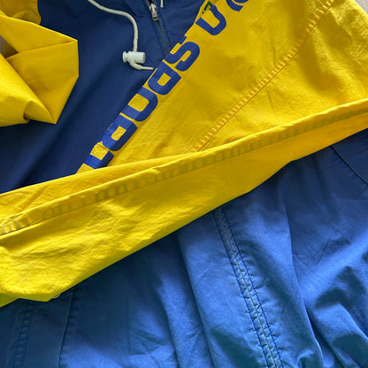 90's Polo Sport ポロスポーツ ラルフローレン コットンパーカー 袖プリント 黄青(L)/B0116J-SO