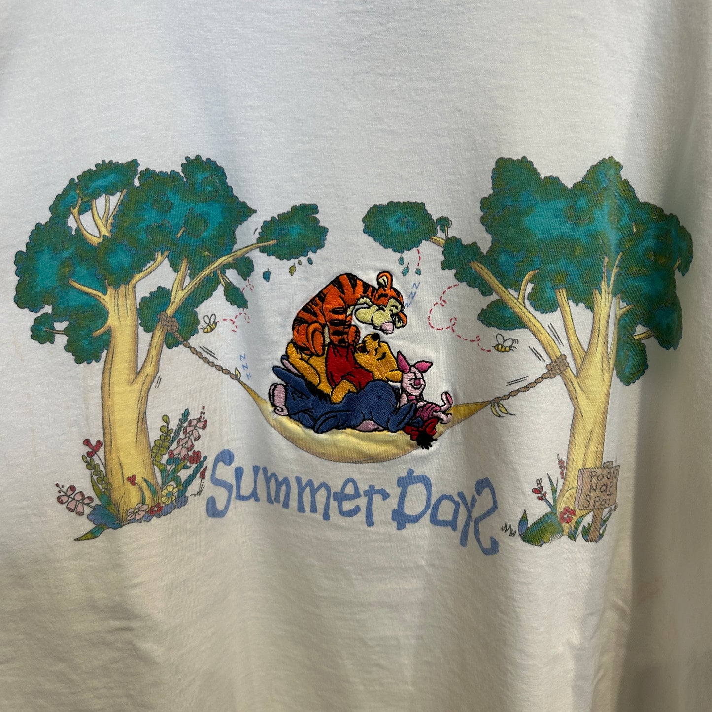 00's Disney Summer Days くまのプーさん キャラクターTシャツ 白 (L)/C1052T-SO