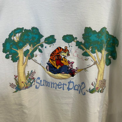 00's Disney Summer Days くまのプーさん キャラクターTシャツ 白 (L)/C1052T-SO