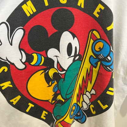 90's Mickey&Co. ミッキーマウス スケートボード キャラクターTシャツ 白 (One size)/A7570T-SO