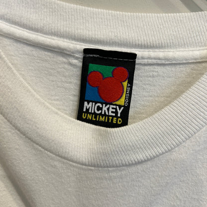 00's Mickey Unlimited ミッキーマウス アニメ キャラクターTシャツ 白 (L)/C1053T-SO