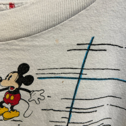 90's Disney ミッキーマウス ウォルト・ディズニー・ワールド マップ キャラクターTシャツ 白 (サイズ不明)/C1054T-SO