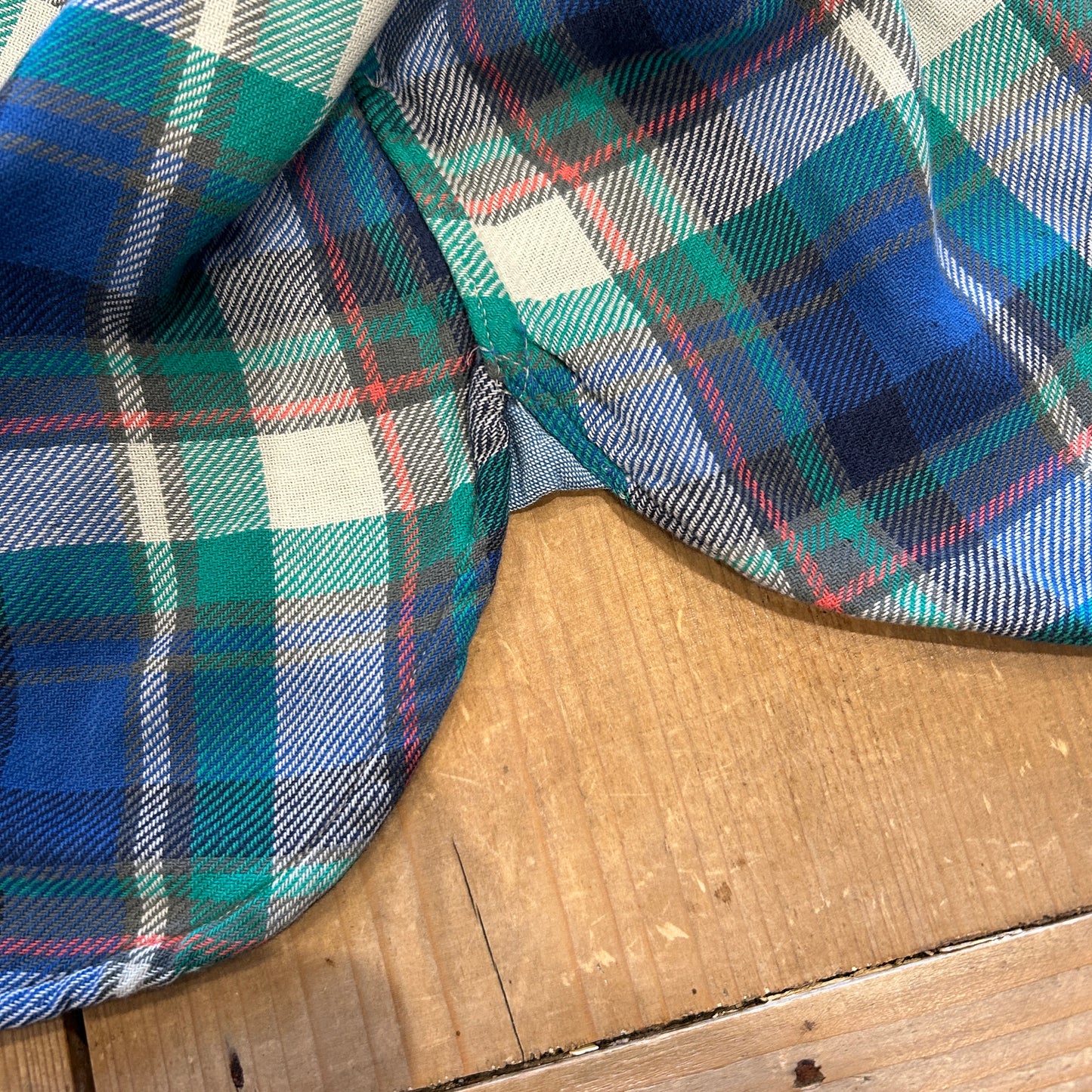 00's Polo ラルフローレン ツイルマドラスチェックシャツ 青緑白(L)/B3065SH-SO