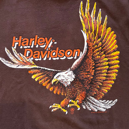 80's JERZEES Harley-Davidson イーグル Tシャツ ブラウン (L)/A6464T-SO