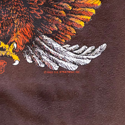 80's JERZEES Harley-Davidson イーグル Tシャツ ブラウン (L)/A6464T-SO