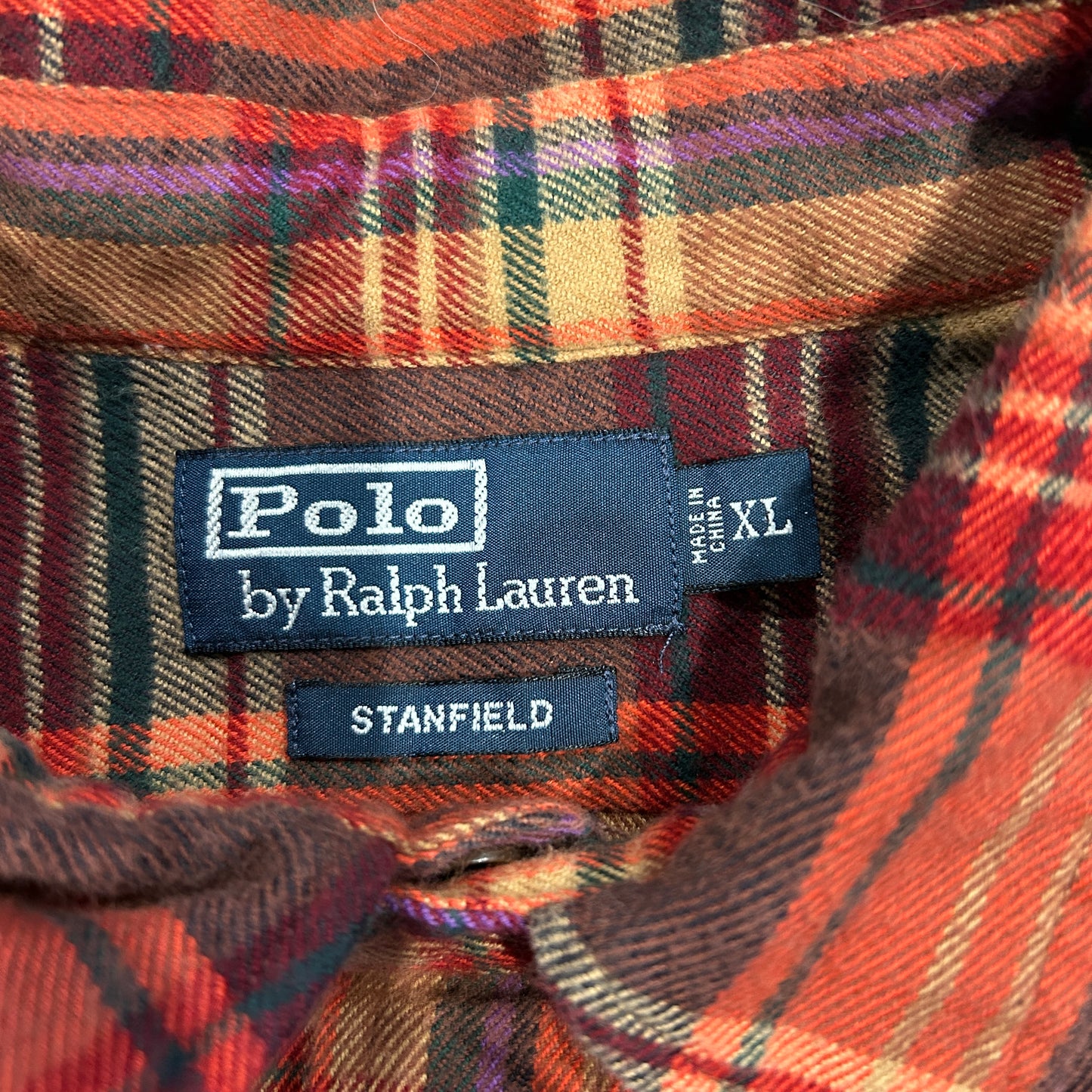 00's Polo ラルフローレン "STANFIELD"ライトネルシャツ エルボーパッチ(XL))A7689SH-SO