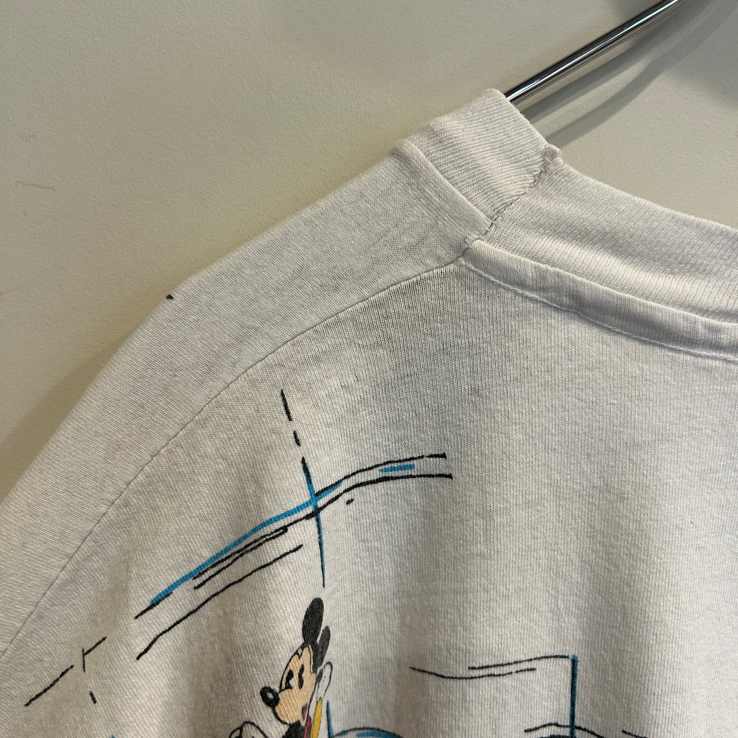 90's Disney ミッキーマウス ウォルト・ディズニー・ワールド マップ キャラクターTシャツ 白 (サイズ不明)/C1054T-SO
