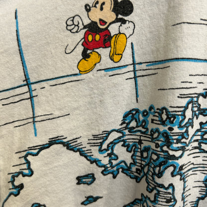 90's Disney ミッキーマウス ウォルト・ディズニー・ワールド マップ キャラクターTシャツ 白 (サイズ不明)/C1054T-SO