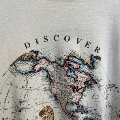 90's Disney "It's a small world" ティガー マッププリントTシャツ 白 (サイズ不明)/C1055T-SO