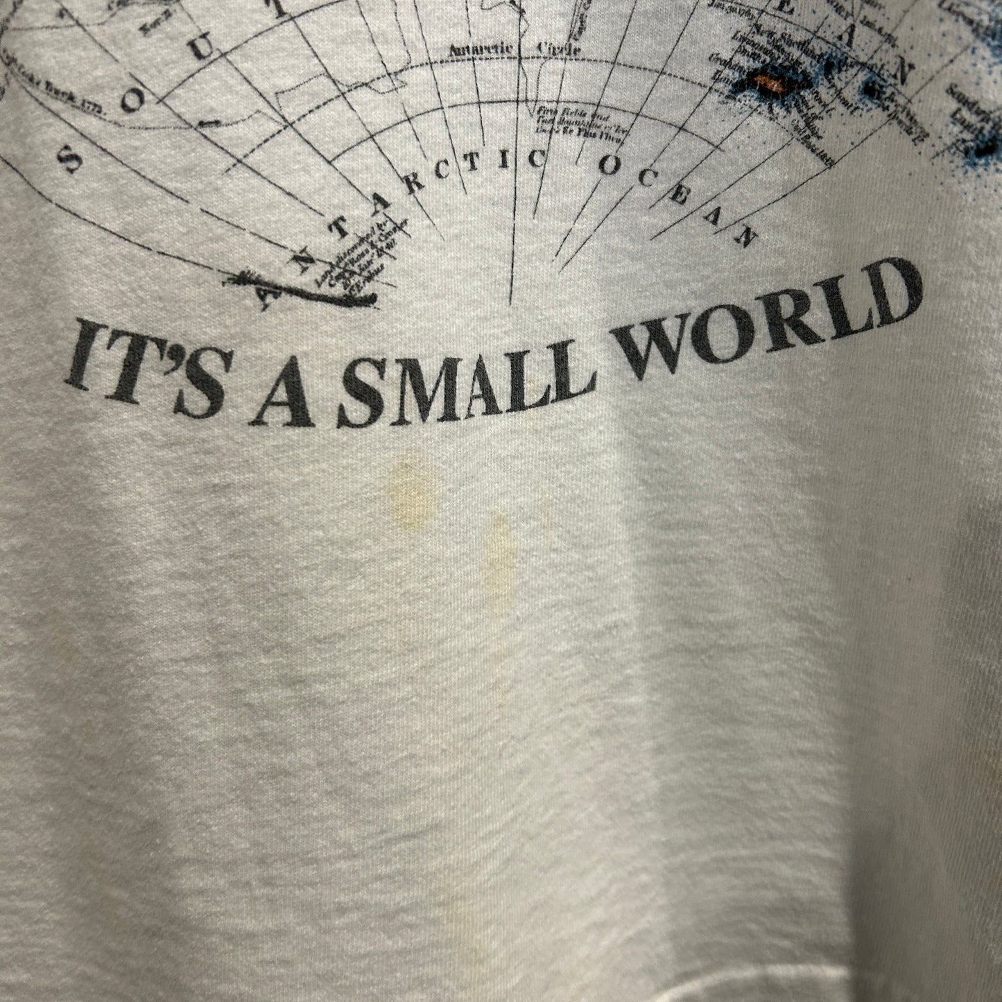 90's Disney "It's a small world" ティガー マッププリントTシャツ 白 (サイズ不明)/C1055T-SO