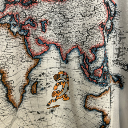 90's Disney "It's a small world" ティガー マッププリントTシャツ 白 (サイズ不明)/C1055T-SO