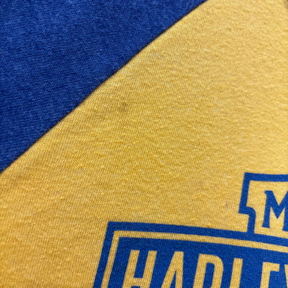 00's Harley-Davidson Museum ハーレーダビッドソンミュージアム 薄手スウェット マスタードイエロー / ヘザーブルー(M)/B0231R-SO