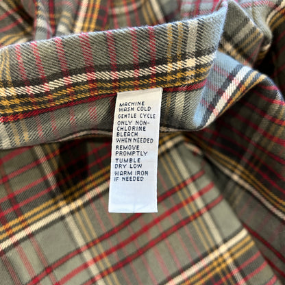 00's Polo ラルフローレン マチ付きチェックシャツ グレー赤(L)/A7923SH-SO