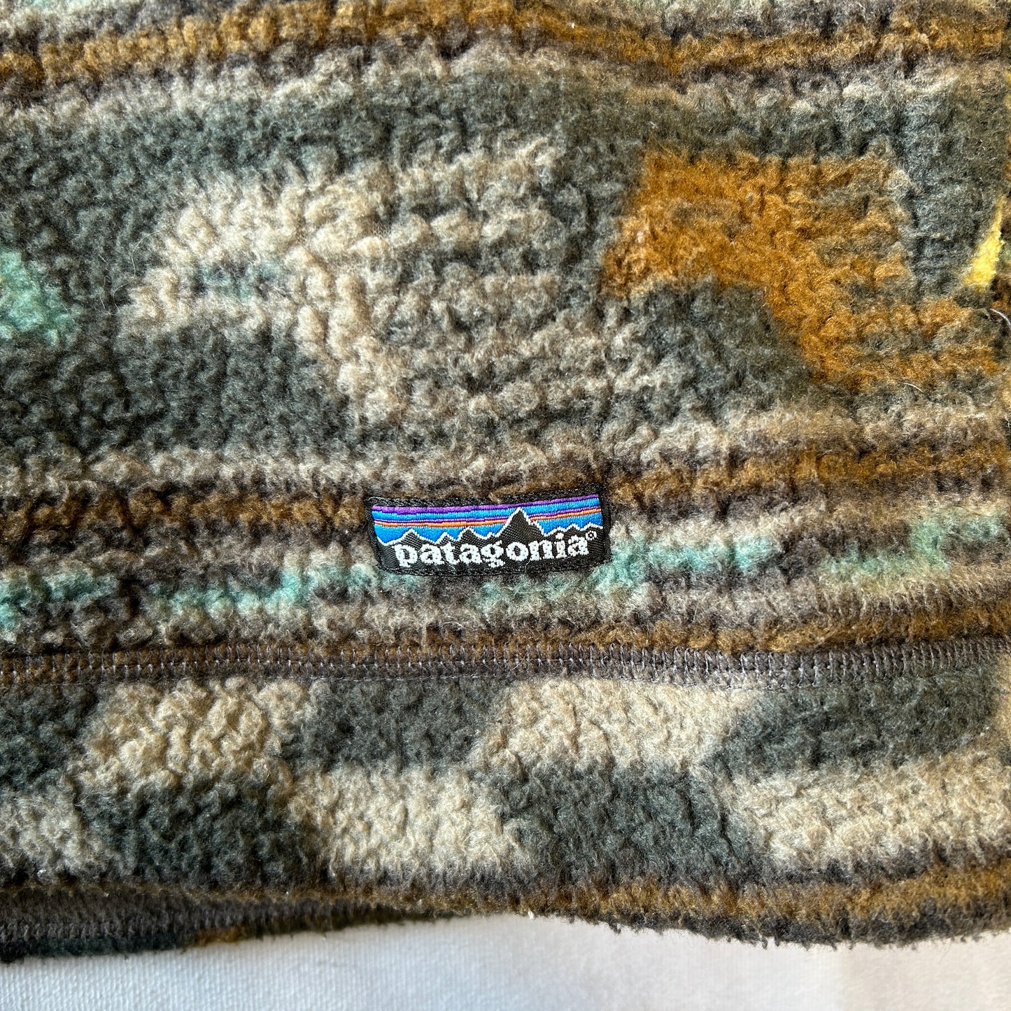 90's Patagonia パタゴニア シャーリングシンチラセーター アナトリア柄 フリース (XL)/C0093F-SO