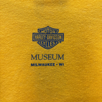 00's Harley-Davidson Museum ハーレーダビッドソンミュージアム 薄手スウェット マスタードイエロー / ヘザーブルー(M)/B0231R-SO