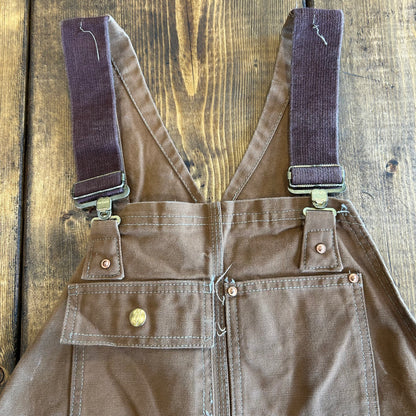 70's Carhartt エプロン付きダックダブルニーオーバーオール ブラウン/A7120P-SO