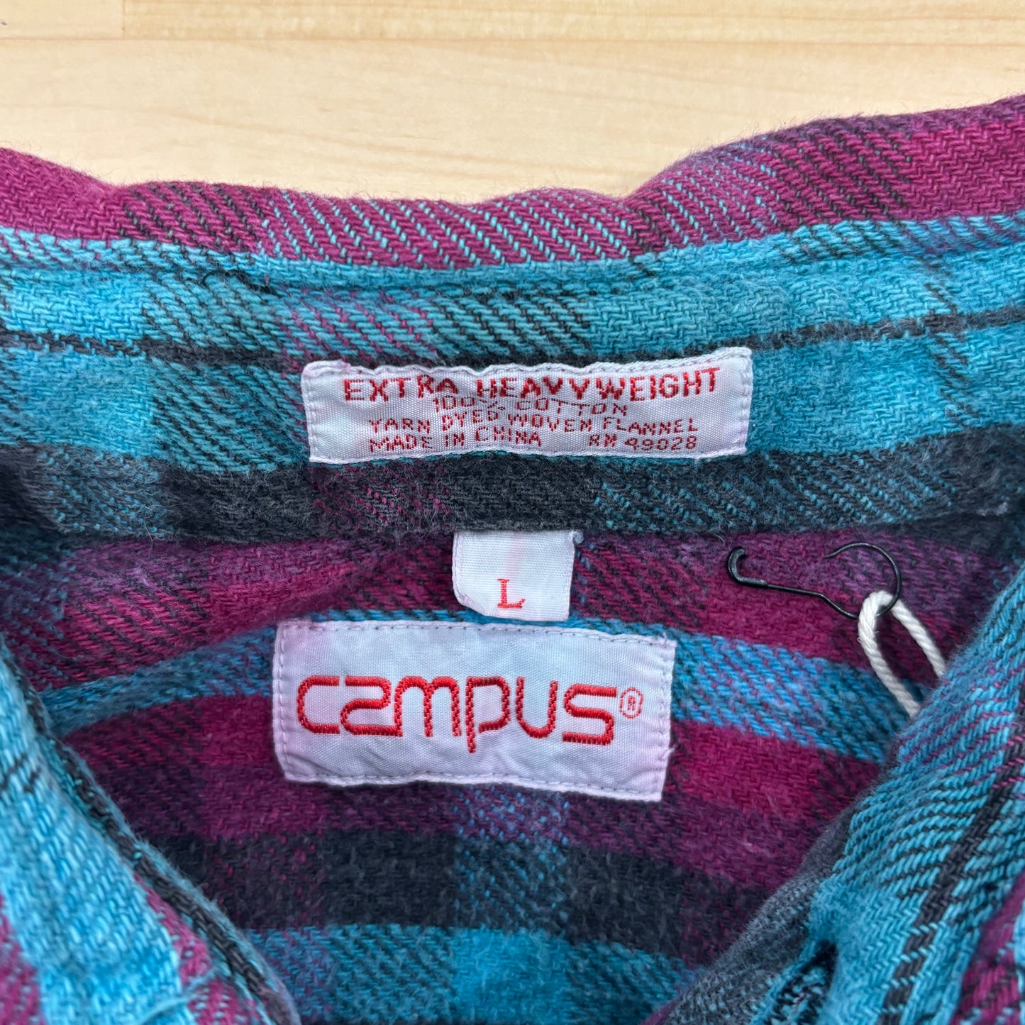 00's Campus ヘビーウェイト フランネルシャツ 赤黒水色 (L)/A8811S-SO