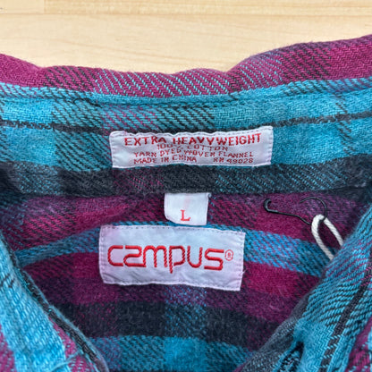 00's Campus ヘビーウェイト フランネルシャツ 赤黒水色 (L)/A8811S-SO