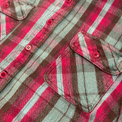 00's Campus ヘビーウェイト フランネルシャツ 赤黒水色 (L)/A8811S-SO