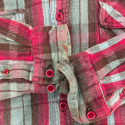 00's Campus ヘビーウェイト フランネルシャツ 赤黒水色 (L)/A8811S-SO