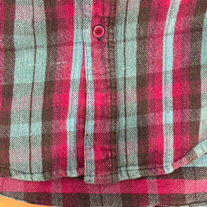 00's Campus ヘビーウェイト フランネルシャツ 赤黒水色 (L)/A8811S-SO