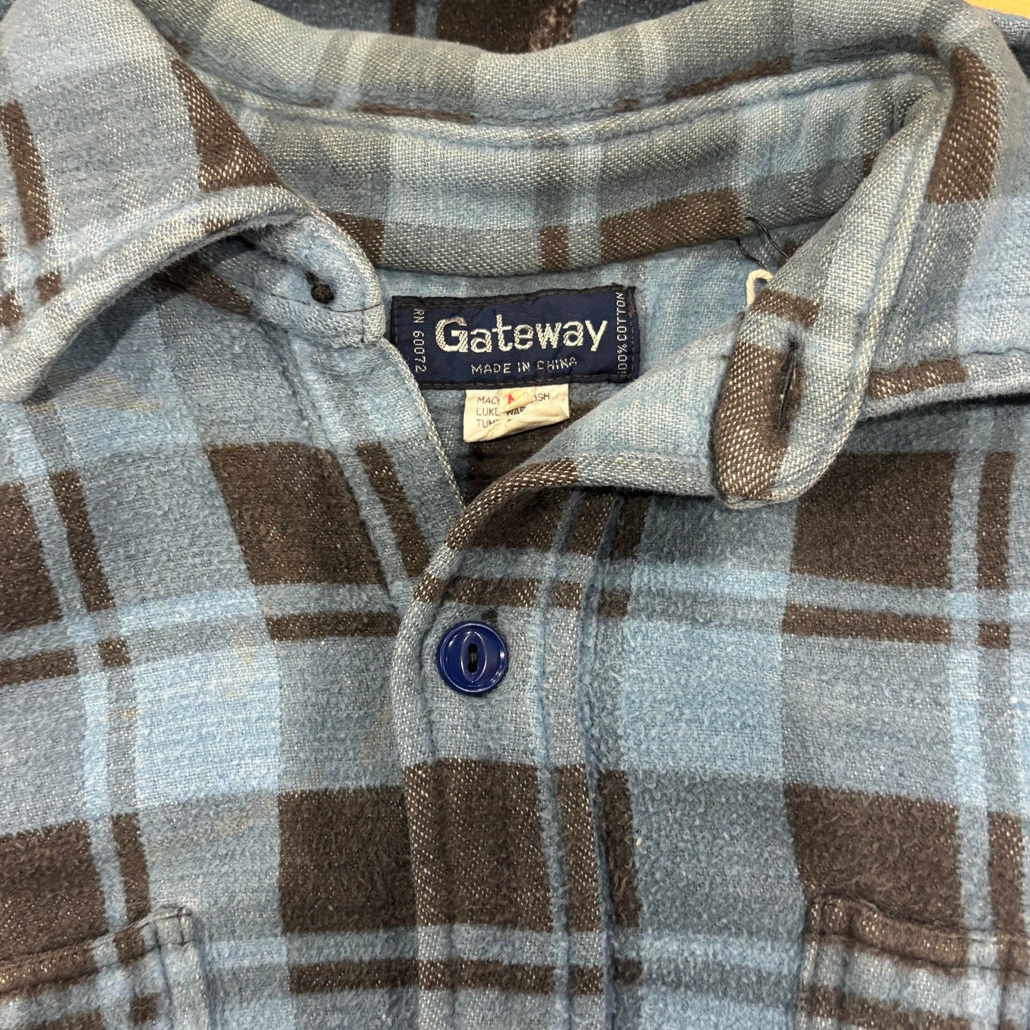 00's Gateway ヘビーフランネルシャツ 黒水色 (M)/A8943S-SO