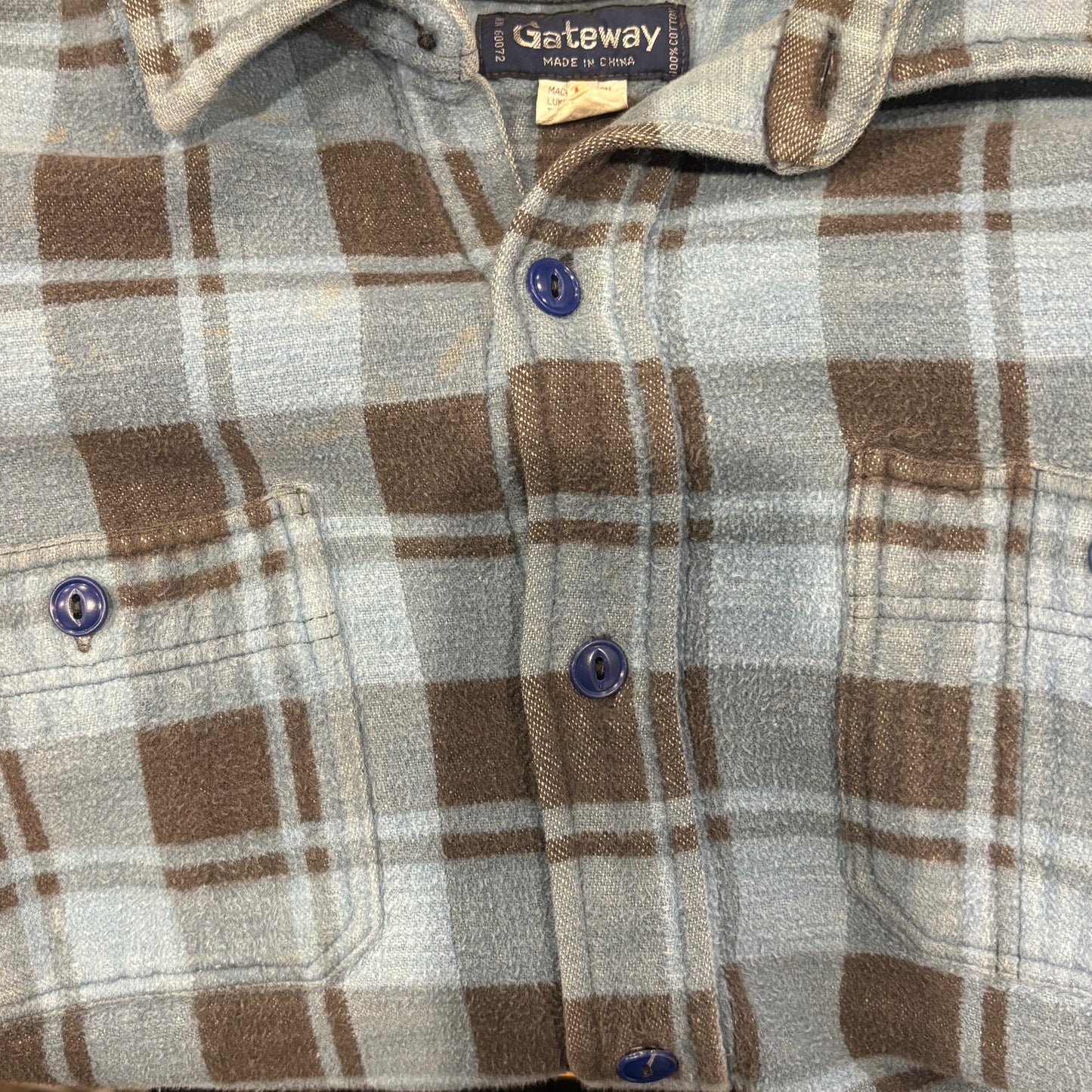 00's Gateway ヘビーフランネルシャツ 黒水色 (M)/A8943S-SO