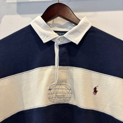 00's Polo by Ralph Lauren ラルフローレン ボーダーラガーシャツ 白×ネイビー(L)/A7772T-SO