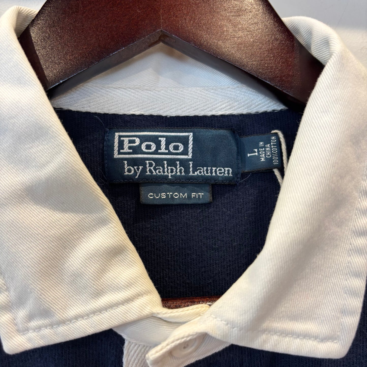 00's Polo by Ralph Lauren ラルフローレン ボーダーラガーシャツ 白×ネイビー(L)/A7772T-SO