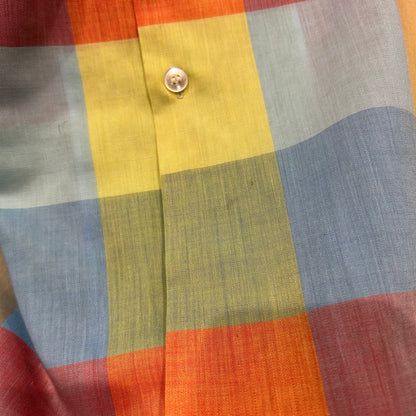 70's Sears PERMA PREST オープンカラーブロックチェックシャツ 半袖 (XL)/A7116SH-SO