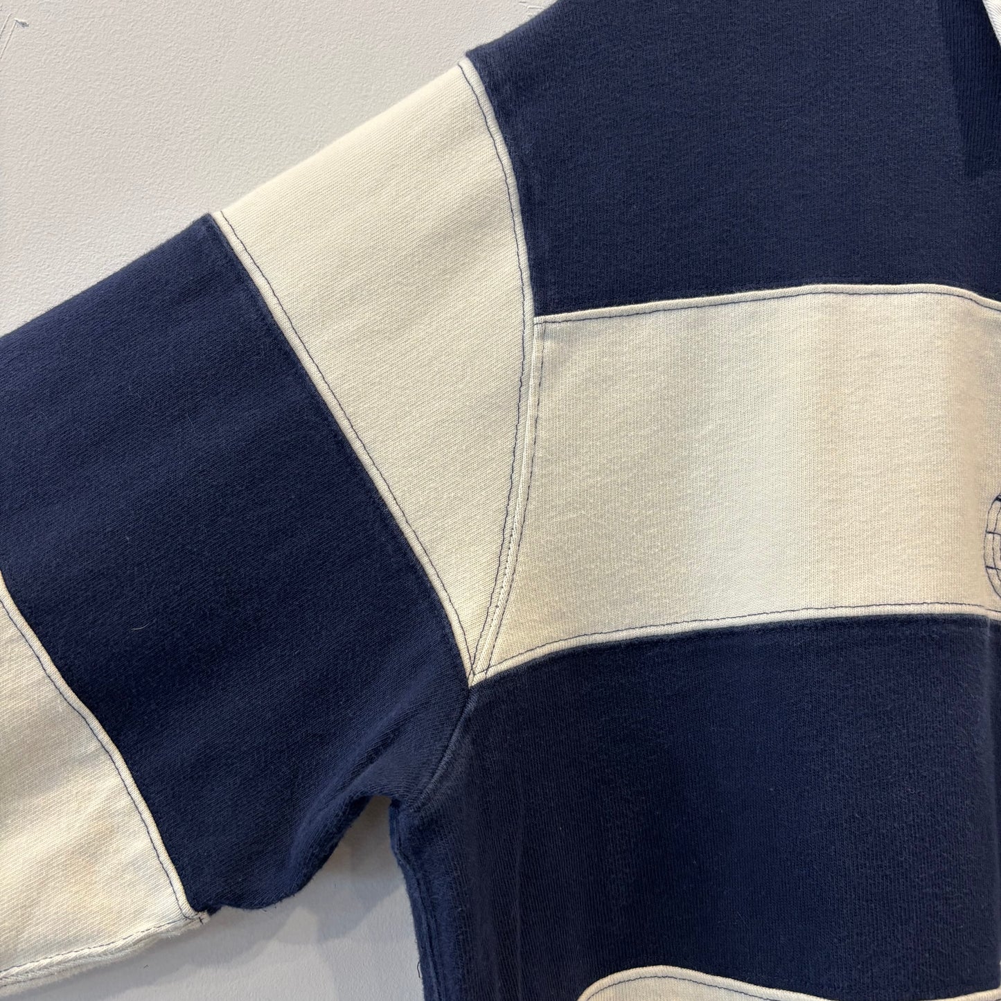 00's Polo by Ralph Lauren ラルフローレン ボーダーラガーシャツ 白×ネイビー(L)/A7772T-SO