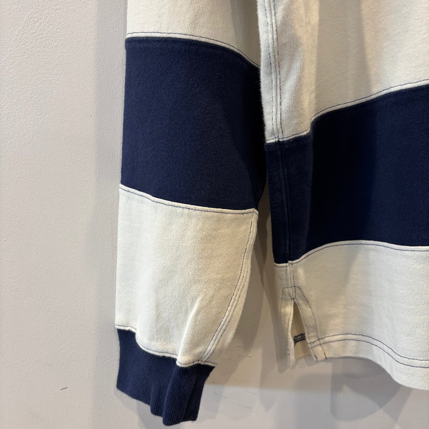 00's Polo by Ralph Lauren ラルフローレン ボーダーラガーシャツ 白×ネイビー(L)/A7772T-SO